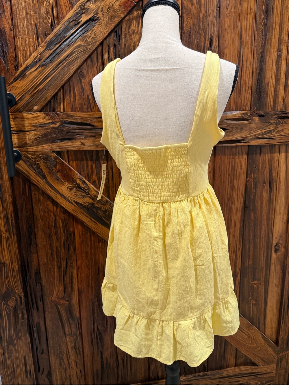 No Boundaries Lemon Ice  Sleeveless mixed media  Mini Dress - Picture 3 of 7